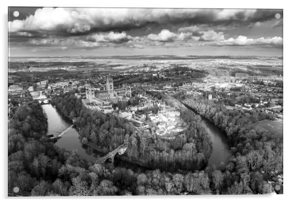 Durham Cathedral Black and White Acrylic by Apollo Aerial Photography