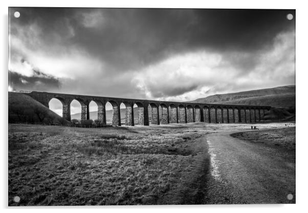 Ribblehead Viaduct Black and White Acrylic by Apollo Aerial Photography