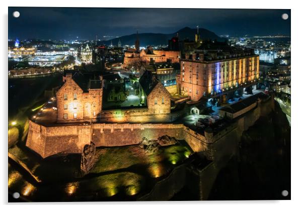 Edinburgh Castle at Night Acrylic by Apollo Aerial Photography