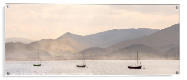 Three Boats On Bassenthwaite Lake Acrylic by John-paul Phillippe