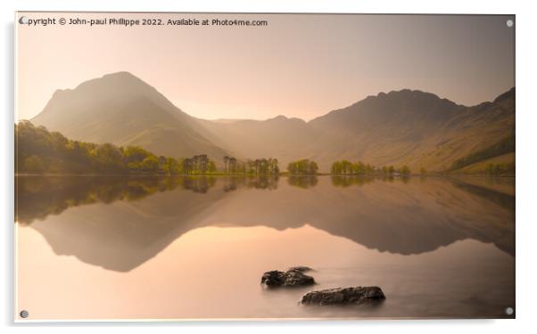 Calm Reflections Over Buttermere Acrylic by John-paul Phillippe