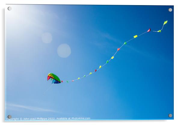 Kite In Blue Summer Sky Acrylic by John-paul Phillippe