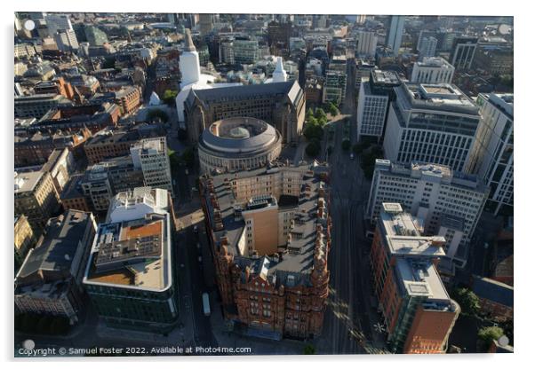 Manchester City Centre Drone Aerial View Above Building Work Sky Acrylic by Samuel Foster