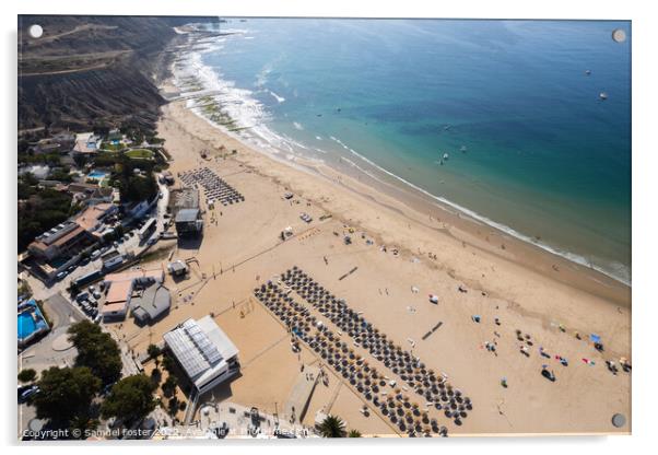 Drone Aerial Praia Da Luz Beach Lagos Portugal Algarve Acrylic by Samuel Foster