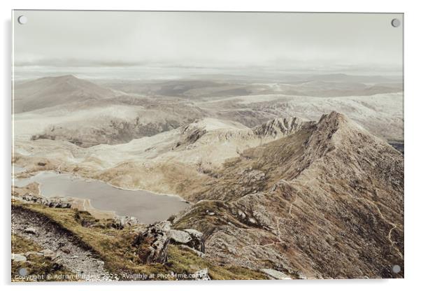 Between Crib Goch and a Hard Place Acrylic by Adrian Burgess