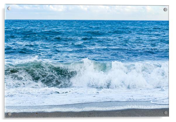 Seascape with Crashing Waves Acrylic by Adrian Burgess