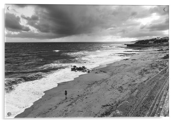 Storm Brewing on Porthleven Beach Acrylic by Adrian Burgess