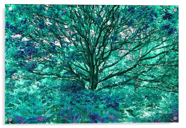 Grand Tree - Aqua Acrylic by Adrian Burgess