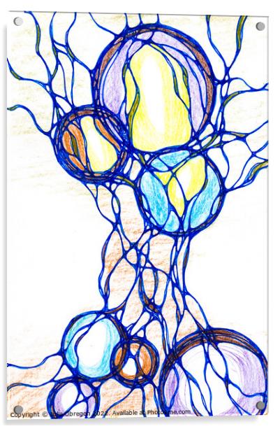 Hand-drawn neurographic illustration. Acrylic by Julia Obregon