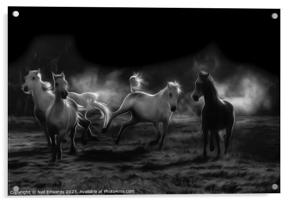 Crazy Horses Acrylic by Neil Edwards