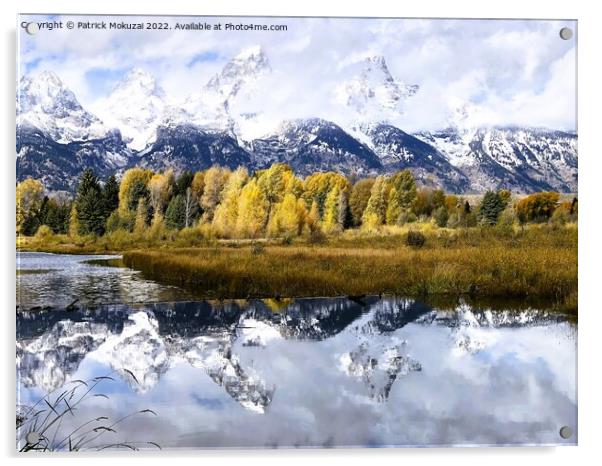 Teton National Park Autumn Acrylic by Patrick Mokuzai