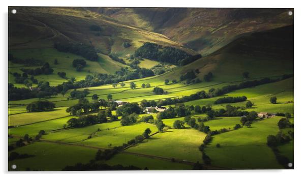 Edale green fields, Peak District Acrylic by Alan Wise