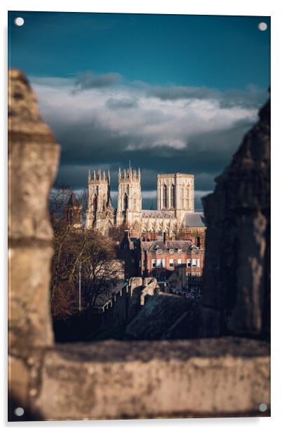 York Minster from the Bar Walls Acrylic by Alan Wise
