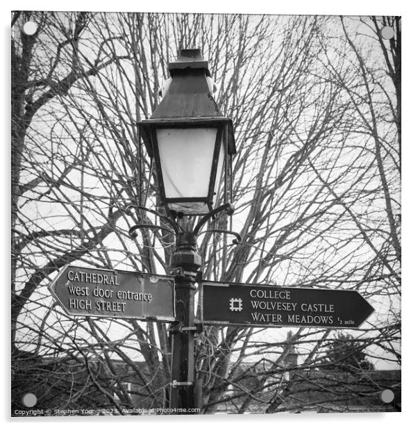 Winchester Lampost and Signs Acrylic by Stephen Young