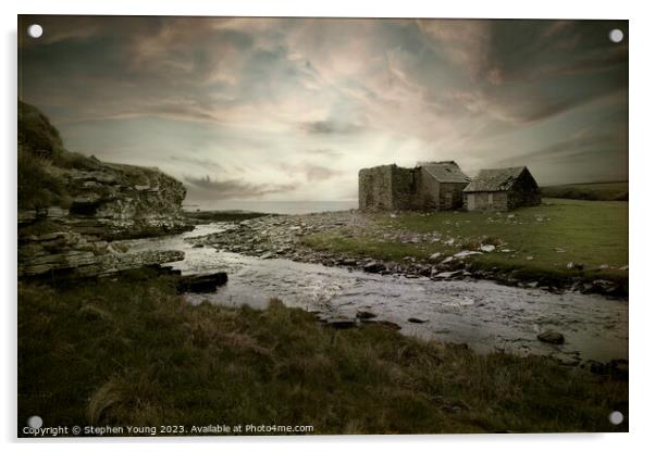 Forgotten Serenity: Scottish Coastline at Sunset Acrylic by Stephen Young