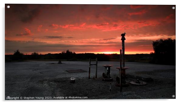 Resilient Echoes: Greenham's Historic Sunset Acrylic by Stephen Young