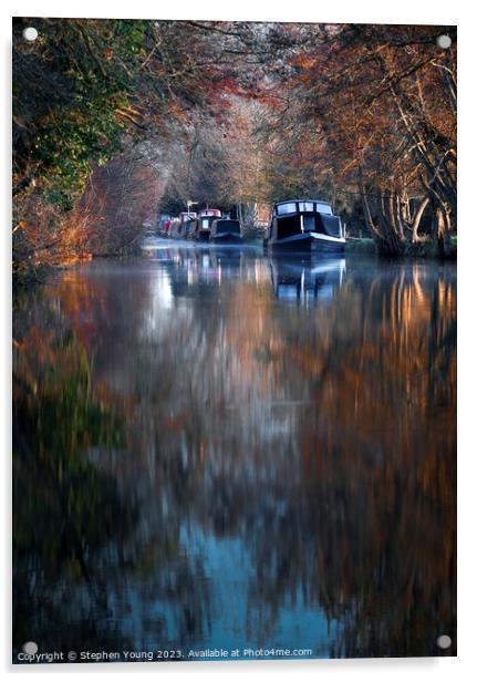 Transitional Beauty: Kennet and Avon Canal in Late Autumn Acrylic by Stephen Young