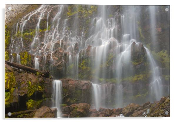 Spray Falls, Mount Rainier National Park Acrylic by David Roossien