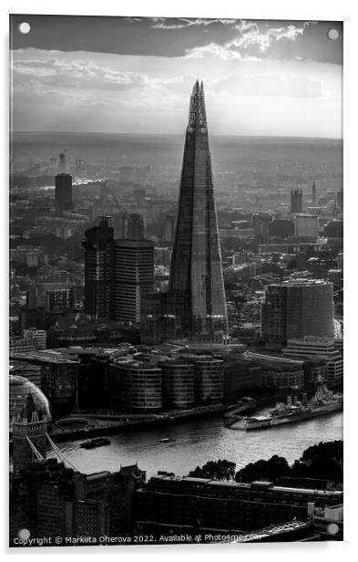 Aerial London view of the Shard skyscraper sunset   Acrylic by Spotmatik 