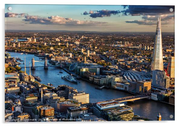 Aerial London Central business district travel tourism UK Acrylic by Spotmatik 