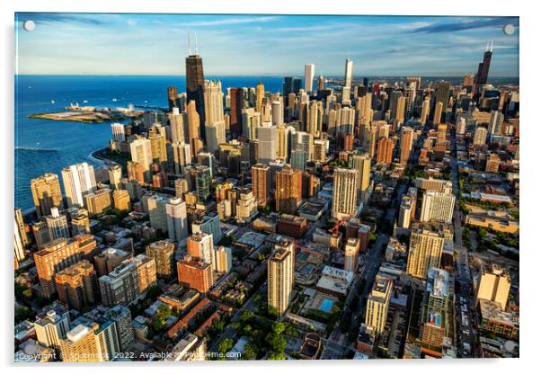 Aerial Chicago downtown financial district skyline Illinois USA Acrylic by Spotmatik 
