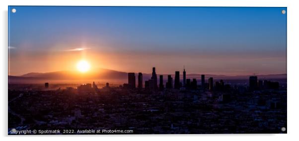 Aerial Panorama Californian view sun rising over horizon  Acrylic by Spotmatik 