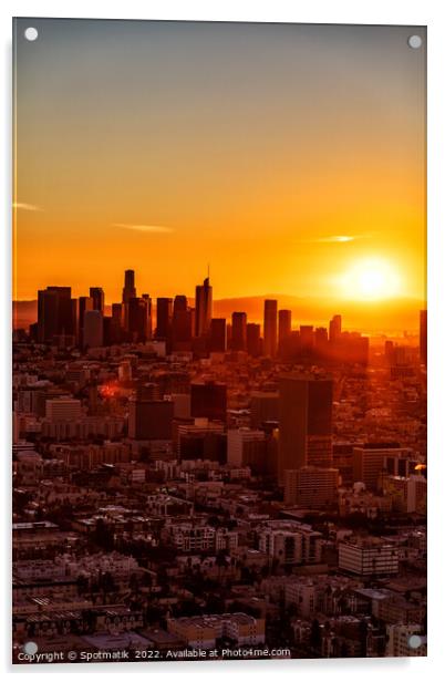 Aerial sunrise view of Urban Los Angeles California Acrylic by Spotmatik 