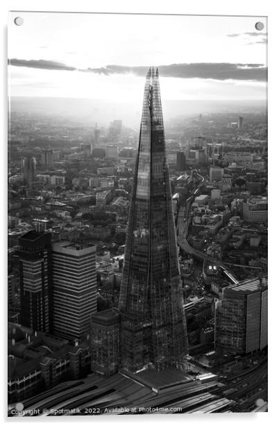 Aerial sunset The Shard London Bridge station  Acrylic by Spotmatik 