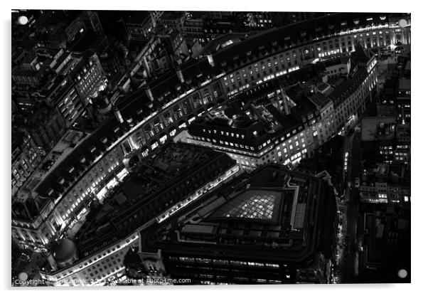 Aerial illuminated London view retail buildings Acrylic by Spotmatik 
