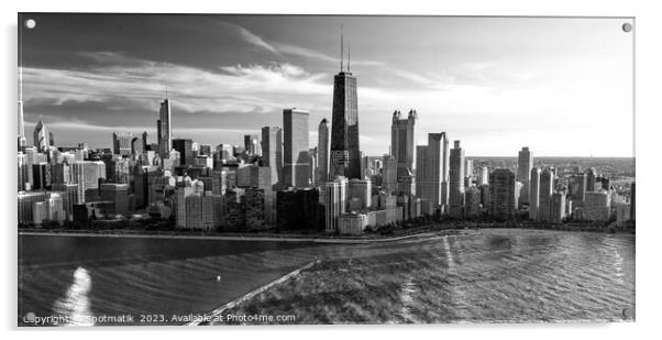 Panoramic Aerial Chicago Waterfront view of city Skyscrapers USA Acrylic by Spotmatik 