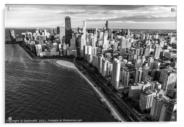 Aerial Chicago skyscrapers  Lake Michigan Acrylic by Spotmatik 