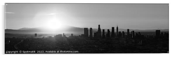 Aerial Panoramic downtown sunrise view Los Angeles America Acrylic by Spotmatik 