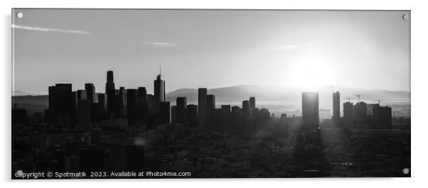 Aerial Panorama sunrise over Los Angeles city skyline  Acrylic by Spotmatik 