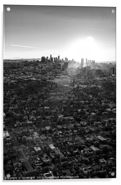 Aerial cityscape sunrise over downtown Los Angeles Acrylic by Spotmatik 