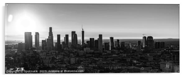 Aerial Panoramic view of Los Angeles sunrise USA Acrylic by Spotmatik 