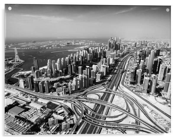 Aerial Dubai city skyscrapers Palm Jumeirah Island Acrylic by Spotmatik 