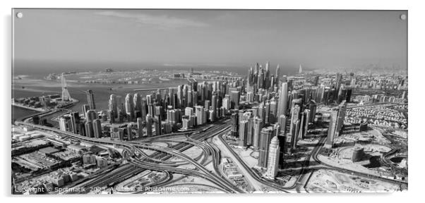 Aerial Dubai city skyscrapers Sheikh Zayed Road  Acrylic by Spotmatik 