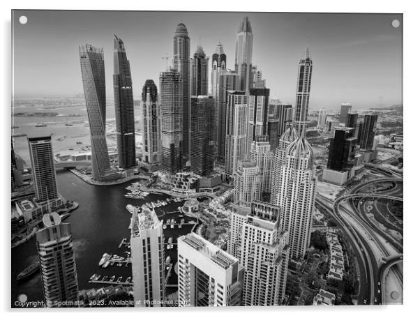 Aerial Dubai cityscape Marina Mall Emirates UAE Acrylic by Spotmatik 