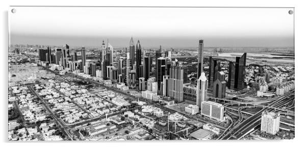 Aerial cityscape sunset view of Dubai city UAE Acrylic by Spotmatik 