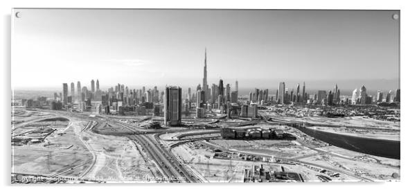 Aerial view of development Dubai city Skyline UAE  Acrylic by Spotmatik 