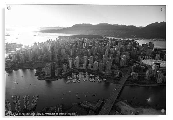 Aerial sunset Vancouver British Columbia Canada Acrylic by Spotmatik 
