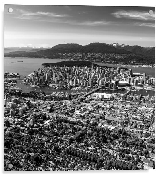 Aerial view of Vancouver city skyscrapers Canada Acrylic by Spotmatik 