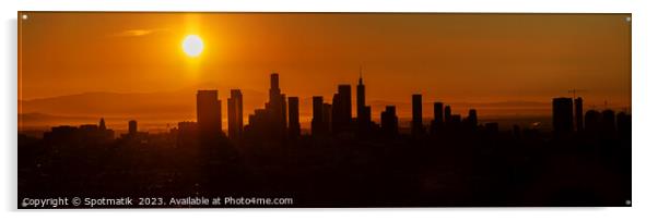Aerial Panorama sunrise Silhouette of Los Angeles  Acrylic by Spotmatik 
