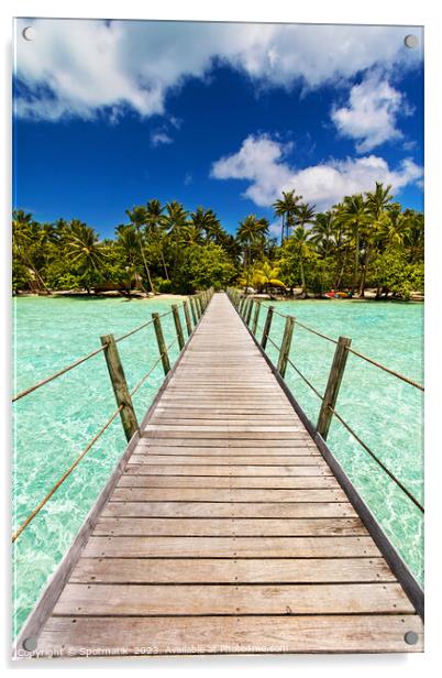 Bora Bora tropical Island overwater boardwalk French Polynesia Acrylic by Spotmatik 