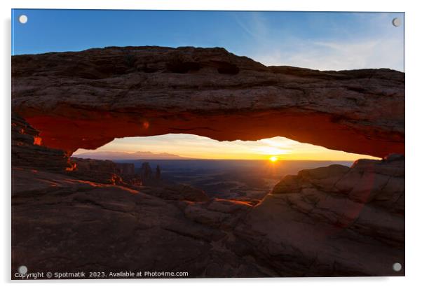 Moab Utah sun rising Mesa Arch Canyonlands America Acrylic by Spotmatik 