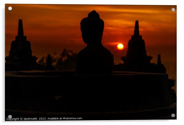Early morning view sunrise Borobudur religious temple Java Acrylic by Spotmatik 