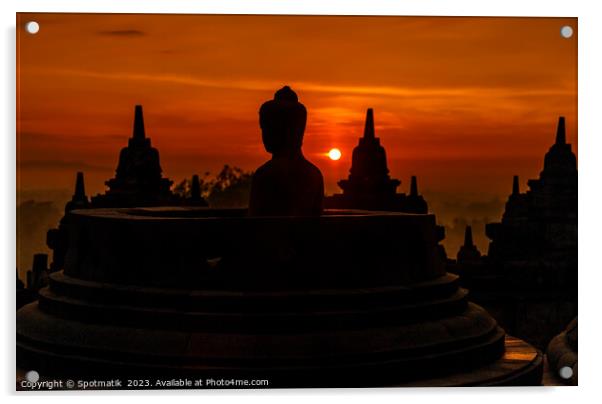 Java Borobudur temple at sunrise Buddhism and Hinduism  Acrylic by Spotmatik 
