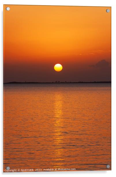 Orange sky with sunset reflection on tropical ocean Acrylic by Spotmatik 