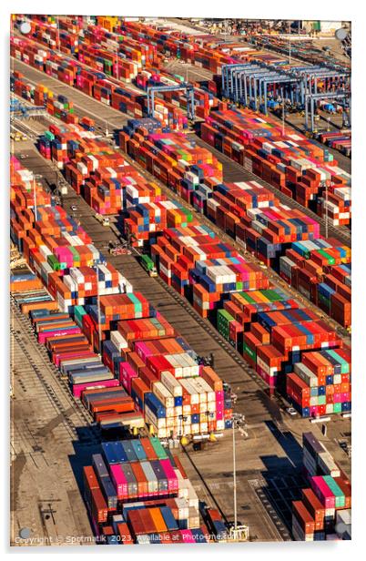 Port of Los Angeles container docks California America Acrylic by Spotmatik 