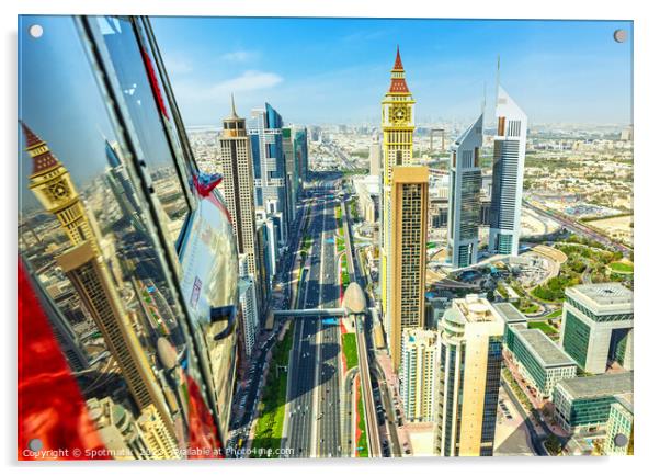 Aerial Helicopter view of Dubai City Skyline UAE Acrylic by Spotmatik 
